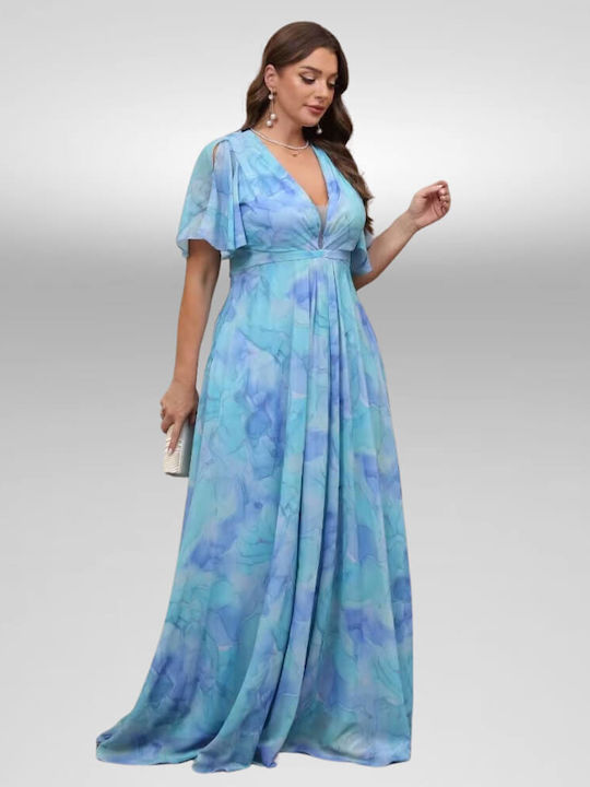 Maxi Φόρεμα για Γάμο / Βάπτιση Εξώπλατο Dreamly Blue