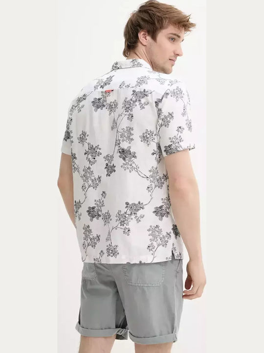 M D3 Ovin Short-sleeved Linen Shirt Floral White