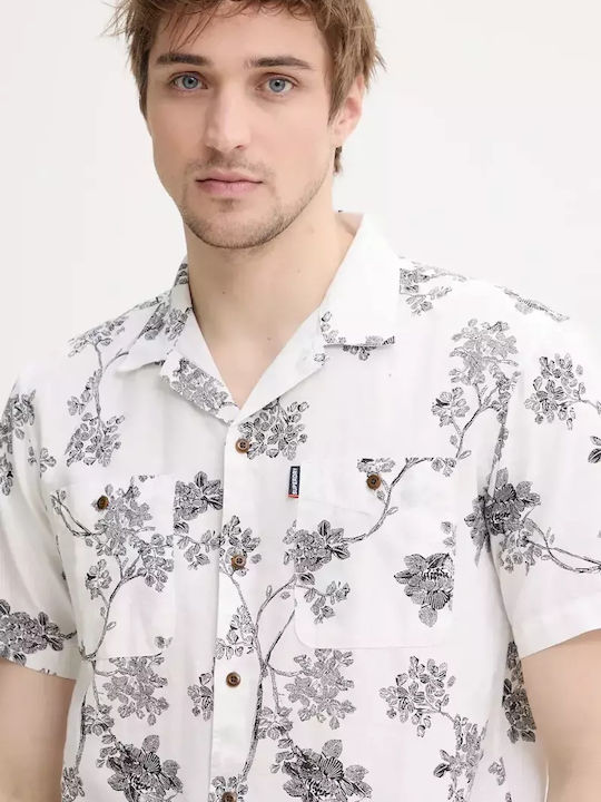 M D3 Ovin Short-sleeved Linen Shirt Floral White