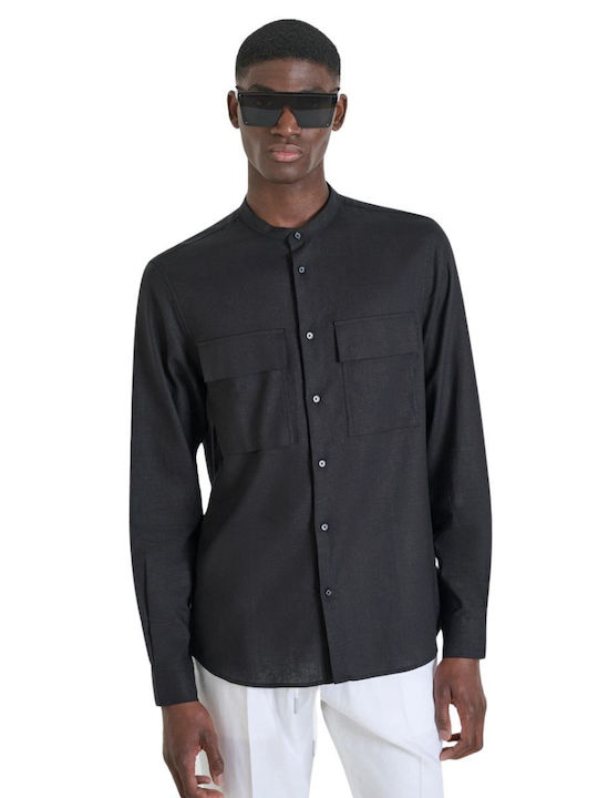 Shirt Long-sleeved Linen Shirt Black