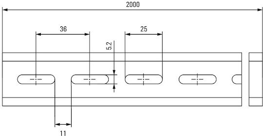 Weidmüller Ts 32x15/ll 2м St Zn Релса Din Тип G-образна Стоманена Перфорирана Галванизирана Пасивирана 32 X 15 мм 1 м 2 Броя