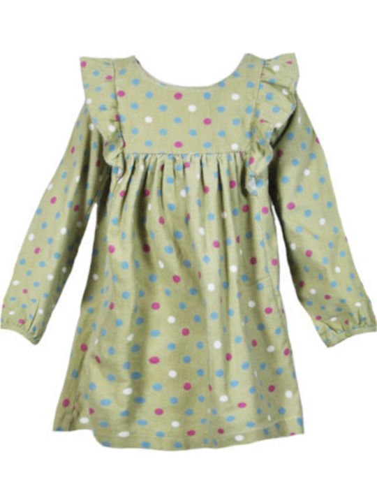 Kinderkleid Langärmelig Polka Dot Mehrfarbig