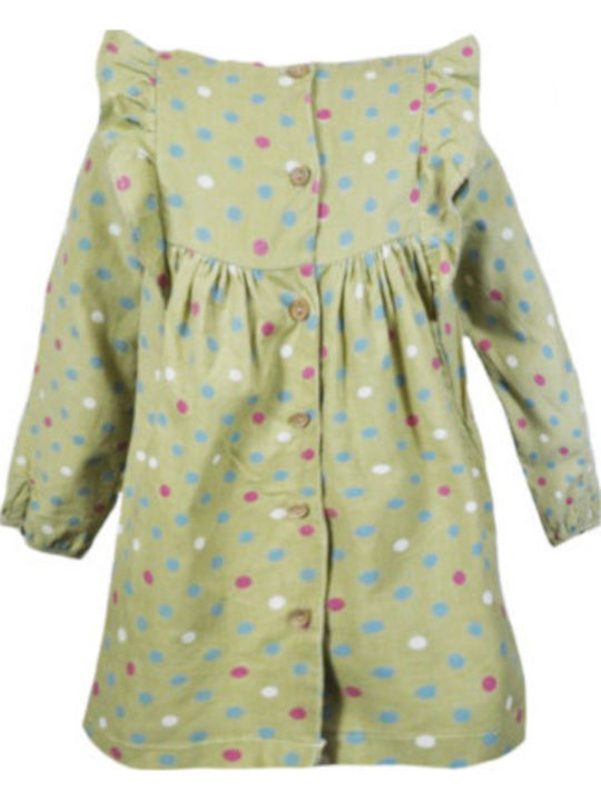 Kinderkleid Langärmelig Polka Dot Mehrfarbig