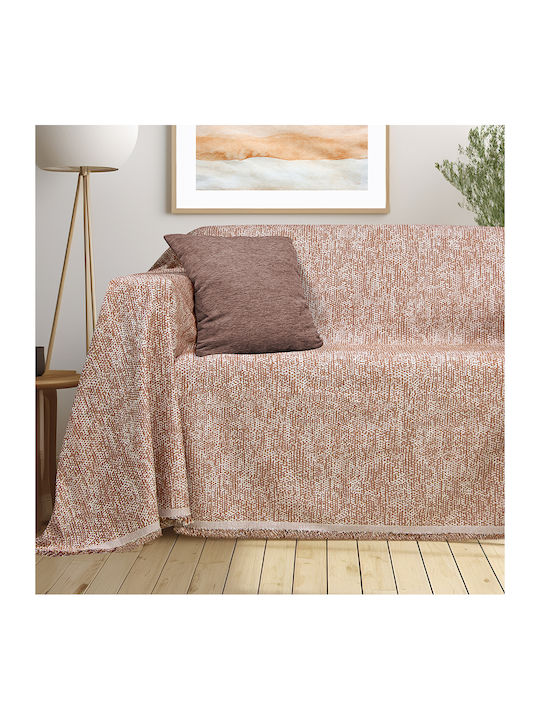Lino Home Saphire Sofa Throw 2 Sides 180x250cm Terracotta