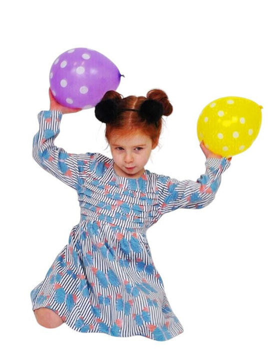 Kinderkleid Langärmelig Gestreift Blau