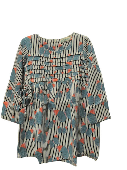 Kinderkleid Langärmelig Gestreift Blau