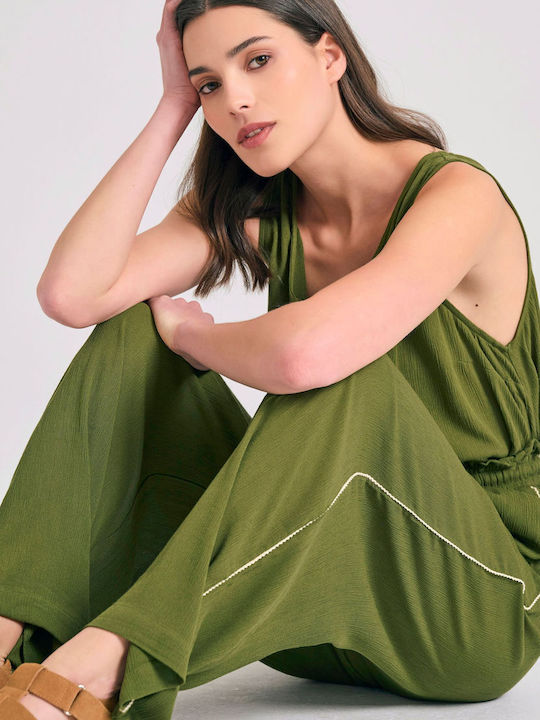 Women's High Waist Pantaloons with Rubber Band in Loose Fit Hunter Green