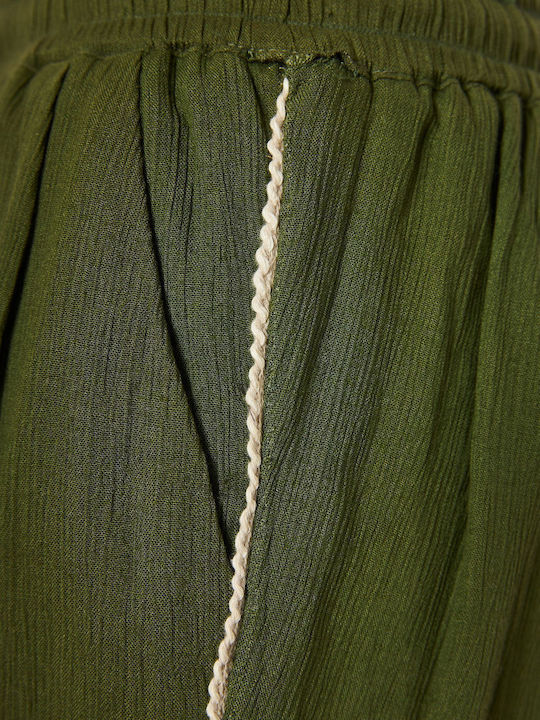 Women's High Waist Pantaloons with Rubber Band in Loose Fit Hunter Green