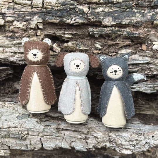 Synchronia Dekorativ Hund aus Holz 7x3x3.5cm 1Stück