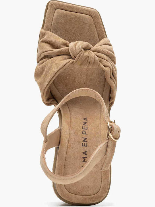 Damenplattformen Beige