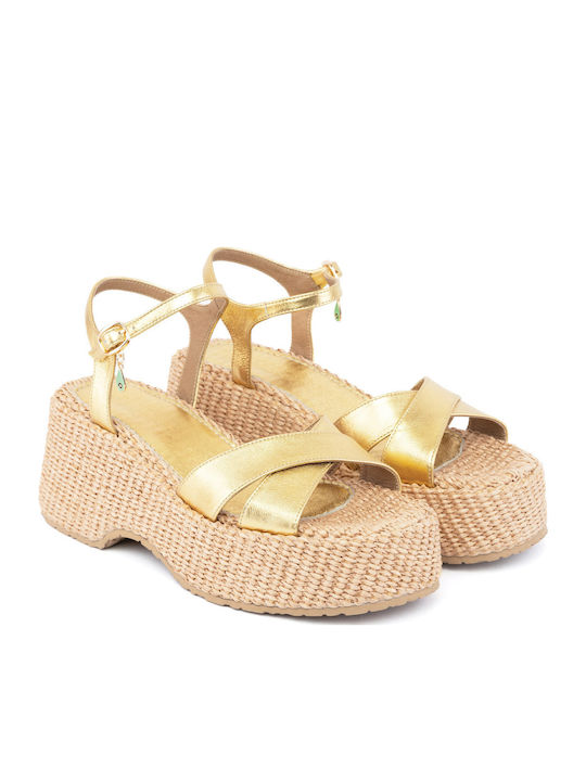Anatomic Women's Leather Platform Shoes Gold