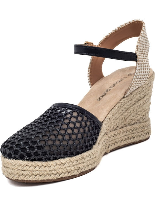 Damenplattformen im Espadrilles-Stil Schwarz