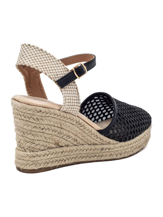 Damenplattformen im Espadrilles-Stil Schwarz