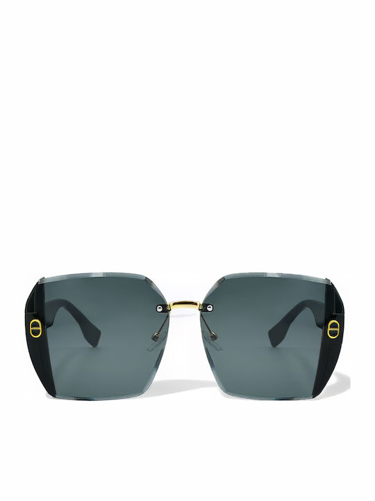 Optosquad Women's Sunglasses with Gold Metal Frame and Gray Lens 10041