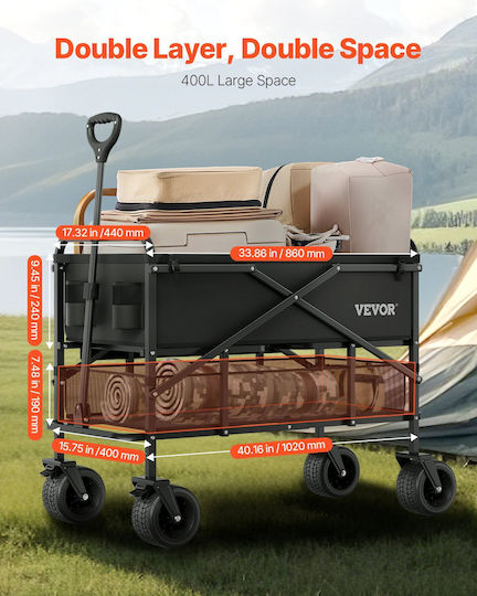 Foldable Garden Cart Four-wheel 300lt