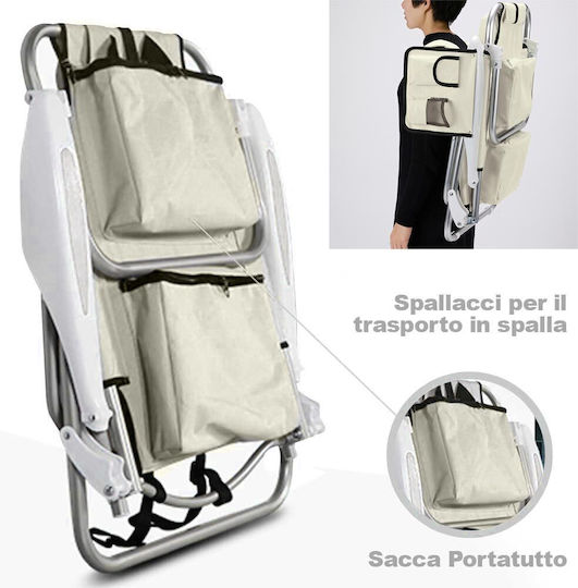Bakaji Small Chair Beach Aluminium with High Back Beige