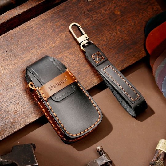 Hallmo Car Cowhide Leather Key Cover Key Case Audi A6l A8l A4 A7 A5 A Style Black