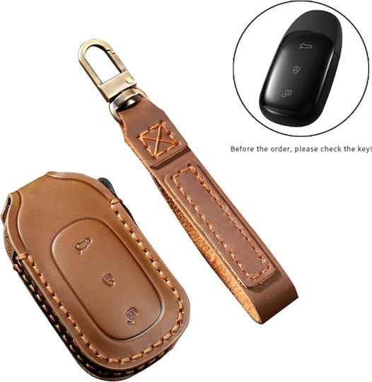 Hallmo Car Cowhide Leather Protective Key Cover Case Honda 2 Buttons Black
