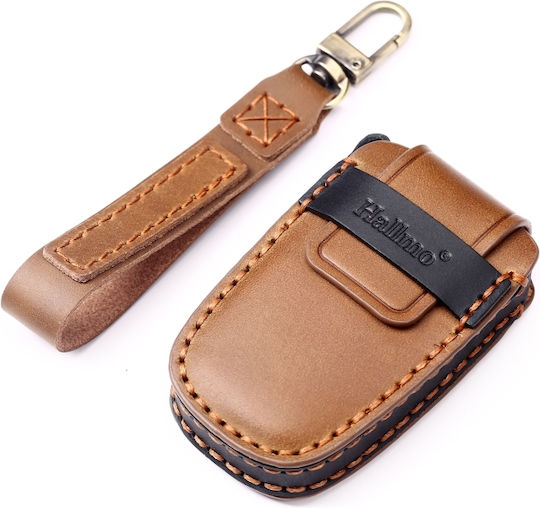 Hallmo Car Cowhide Leather Protective Key Cover Case for Hyundai 3 Buttons Black