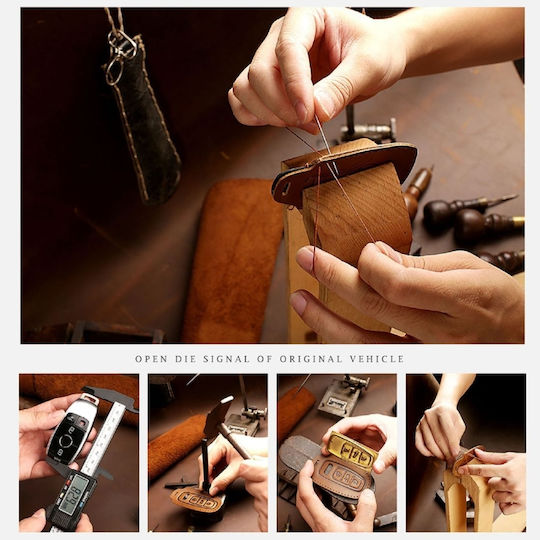 Hallmo Car Cowhide Leather Protective Key Cover Case Hyundai Ix35 A Style Black