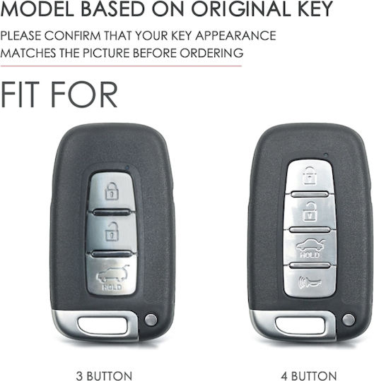 Hallmo Car Cowhide Leather Protective Key Cover Case Kia K2 K3 K5 4 Buttons Black