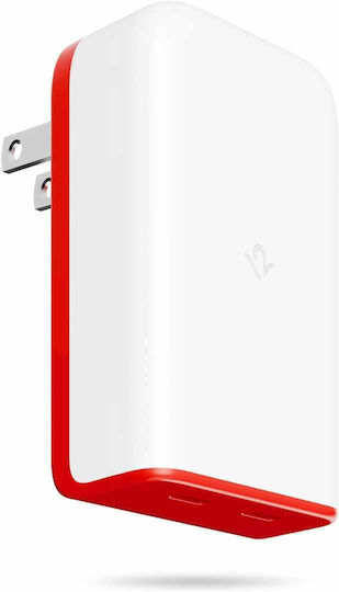 Twelve South Зарядно без кабел GaN с 2 USB-C порта 50W Бял (PlugBug)