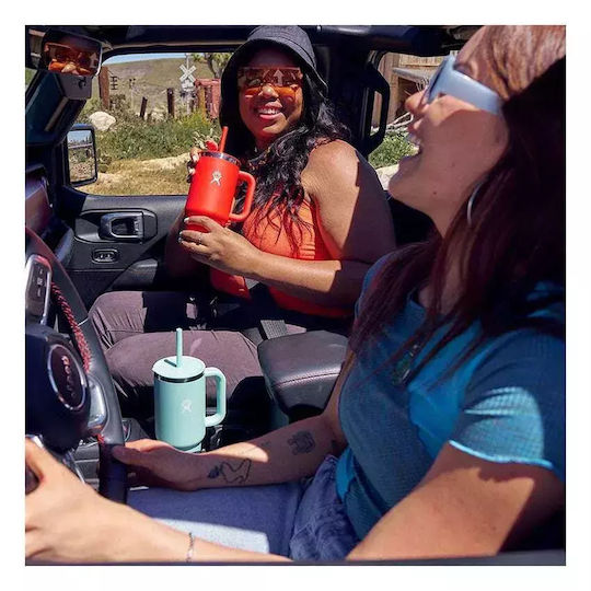 Hydro Flask Travel Tumbler Handled Thermos Stainless Steel BPA Free 1L Moonshadow with Straw and Handle