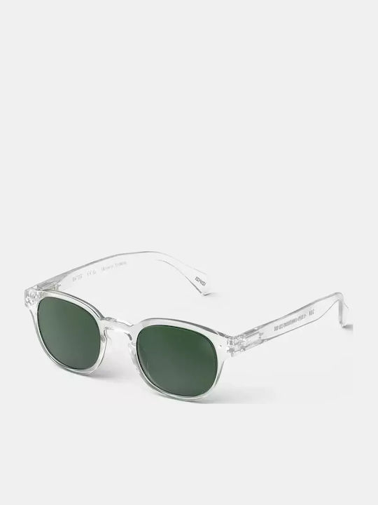 Izipizi Unisex Sunglasses with Transparent Plastic Frame and Green Polarized Lens