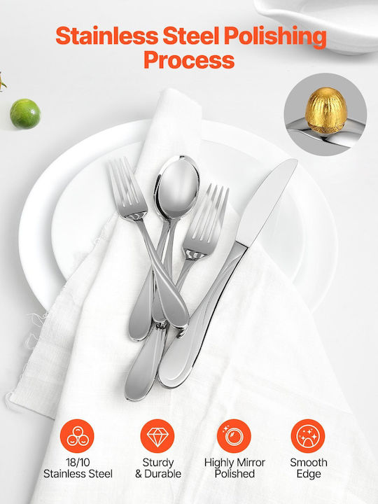 Vevor Cutlery Set Stainless Silver 30pcs