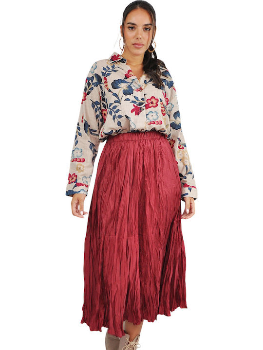 Satin High-waisted Maxi Skirt red