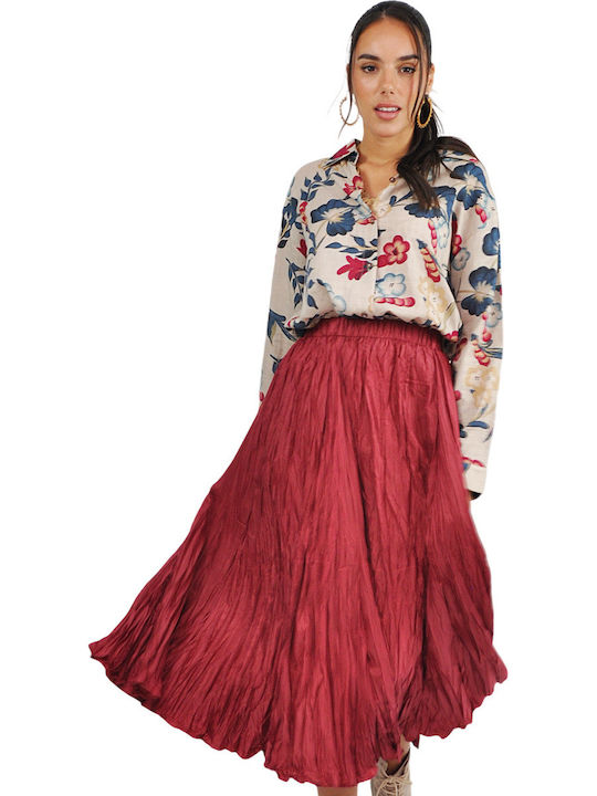 Satin High-waisted Maxi Skirt red