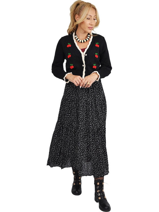 Pleated High-waisted Maxi Skirt Black and White