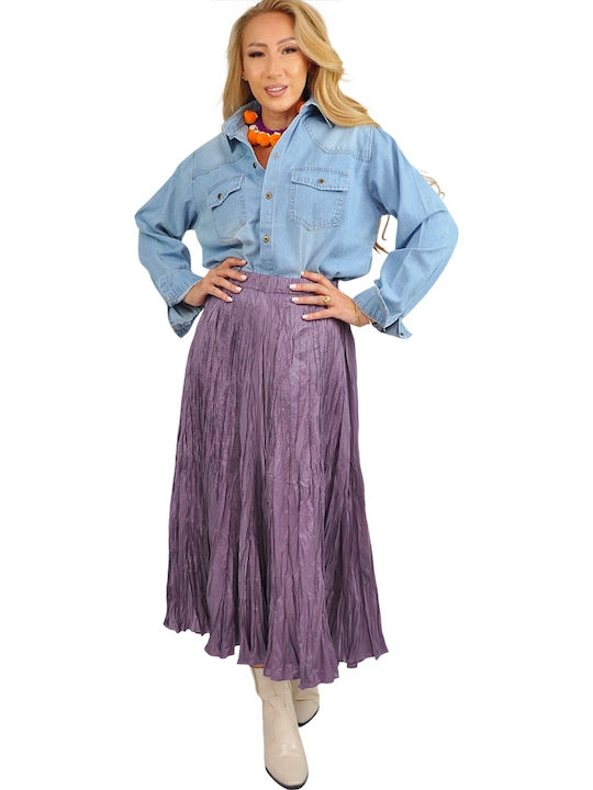 Satin High-waisted Maxi Skirt Purple