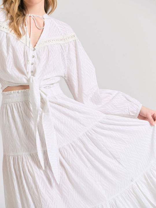 High-waisted Maxi Skirt White