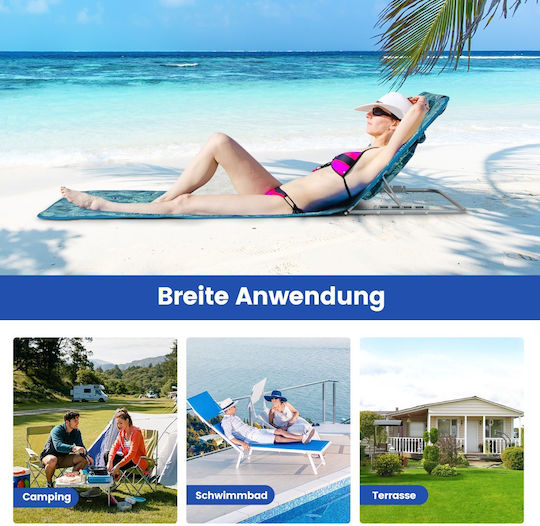 Costway Foldable Aluminum Beach Sunbeds Blue with Pillow 2pcs