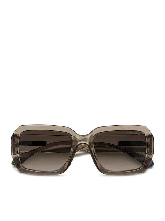 Polaroid Women's Sunglasses with Green Plastic Frame and Brown Gradient Lens pld6223/s/x 09Q/LA