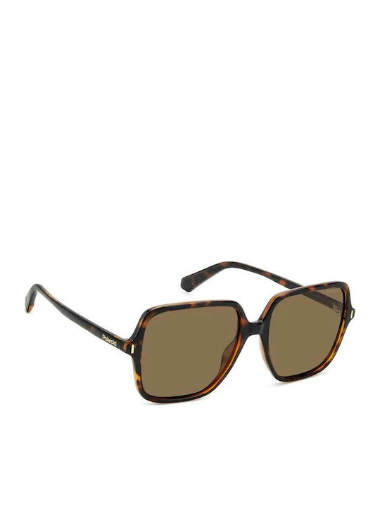 Polaroid Damen Sonnenbrille mit Braun Schildkröte Kunststoff Gestell und Braun Linse PLD6219/S 086/SP