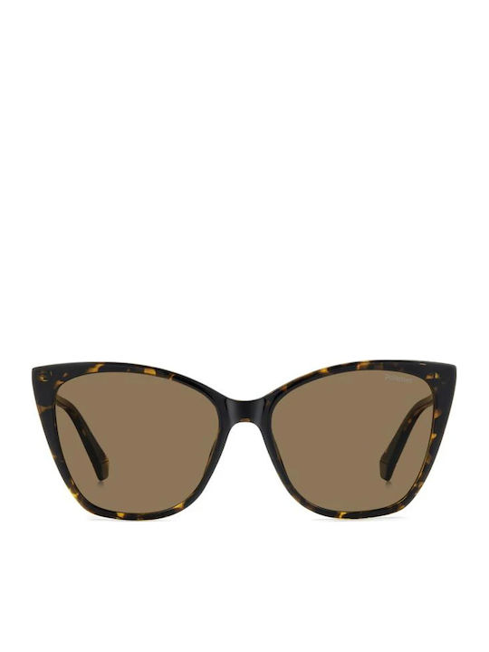Polaroid Damen Sonnenbrille mit Braun Schildkröte Kunststoff Gestell und Braun Linse PLD4181/S 086/SP