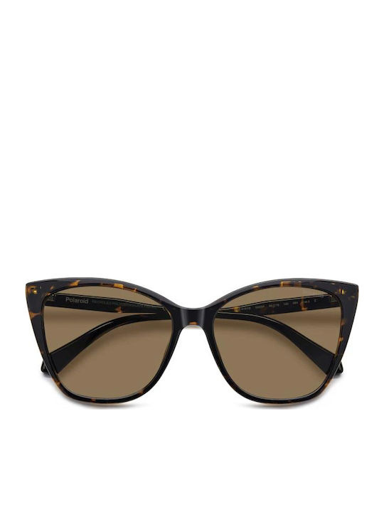 Polaroid Damen Sonnenbrille mit Braun Schildkröte Kunststoff Gestell und Braun Linse PLD4181/S 086/SP