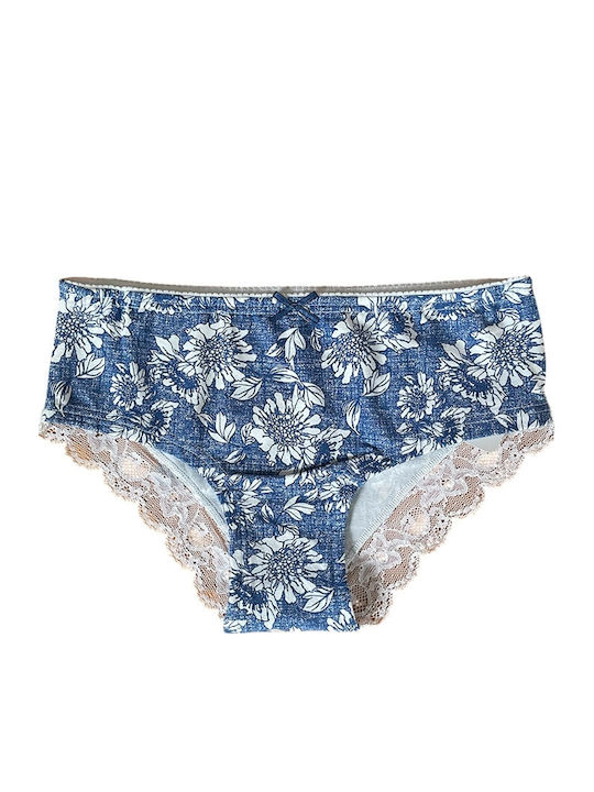 Damen Slip mit Spitze Blue, White