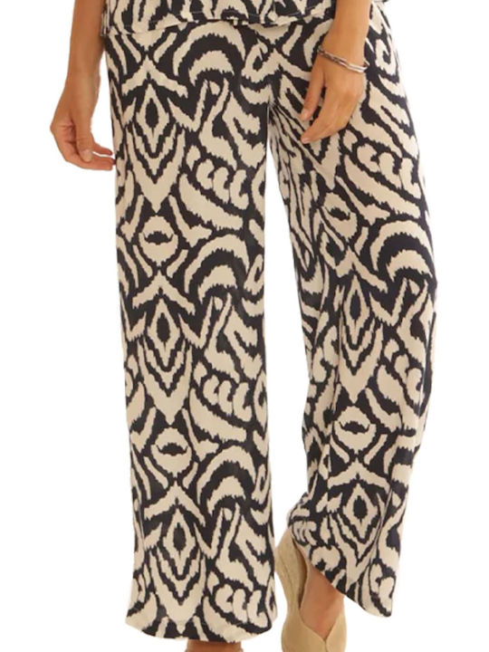 Women's Fabric Trousers with Elastic Blue