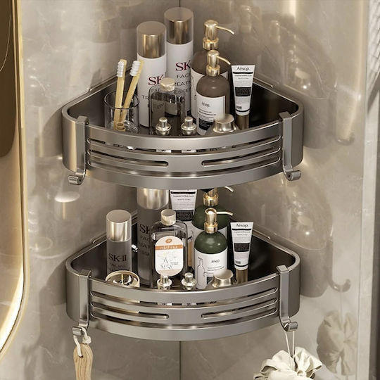 Quasar Corner Wall Mounted Bathroom Shelf Metallic 21x21x6.8cm Gray