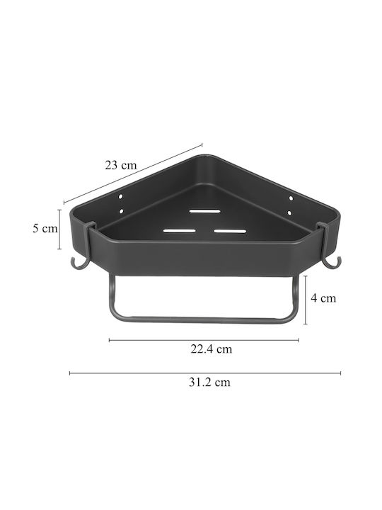 Quasar Colțar Montat pe perete Raft Baie Metal 23x23x5cm Gri
