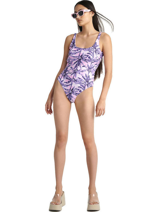 One Piece Swimsuit Floral Salmon