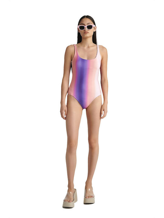 One Piece Swimsuit Floral Salmon