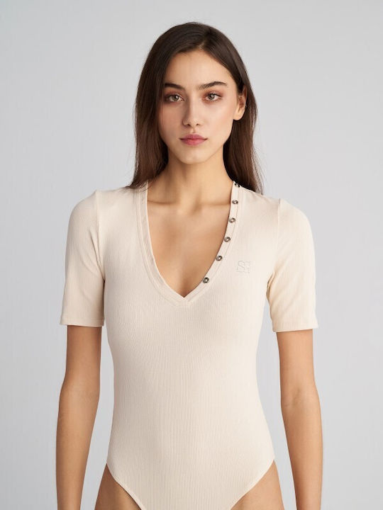 Дамско памучно боди Staff Slim Fit 63-016.053 екрю 63-016.053