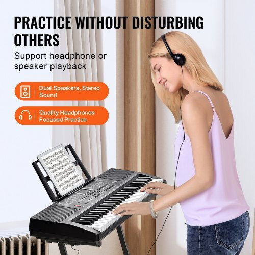 Vevor Keyboard 61JBPZSMGQ61JYYXMV9 with 61 Keys with Headphones Black