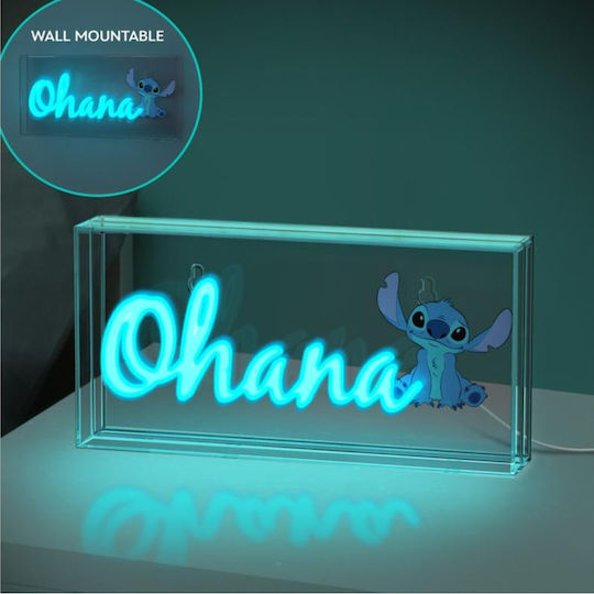 Paladone Led Kids Desk Lamp Neon Stitch Ohana Blue 30.5x15.5cm
