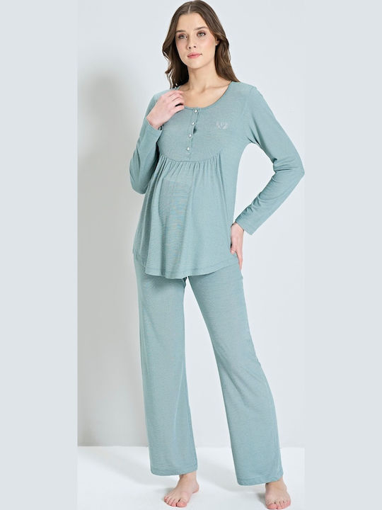Pijadore Maternity Pajama Set & Nursing Mint