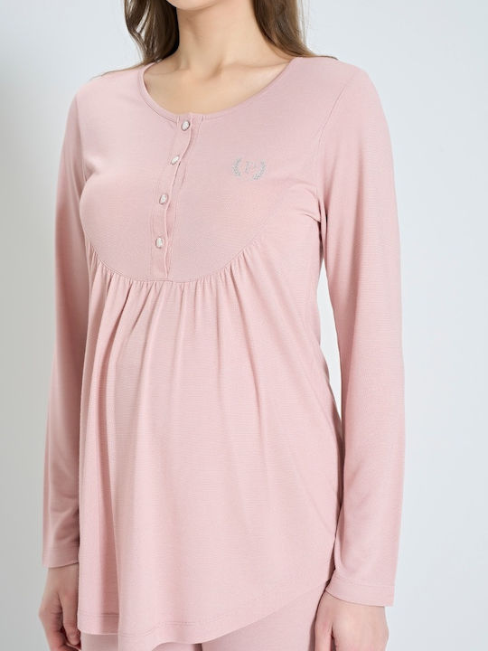 Pijadore Set Pyjamas Schwangerschaft & Stillen Pink